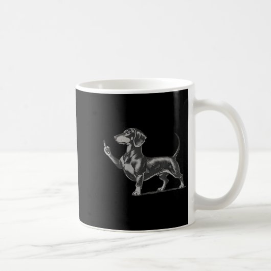 Funny Rude Black Dachshund Dog Meme Middle Finger  Koffiemok (Rechts)