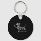 Funny Rude Black Dachshund Dog Meme Middle Finger  Sleutelhanger (Voorkant)