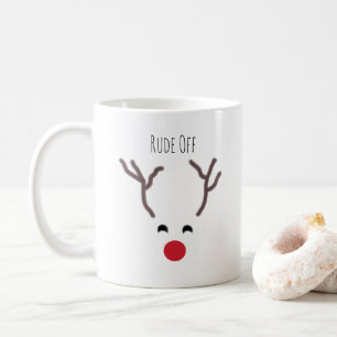 Funny Rude off Red Nose Reindeer Moderne Kerstmis Koffiemok