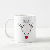 Funny Rude off Red Nose Reindeer Moderne Kerstmis Koffiemok (Links)