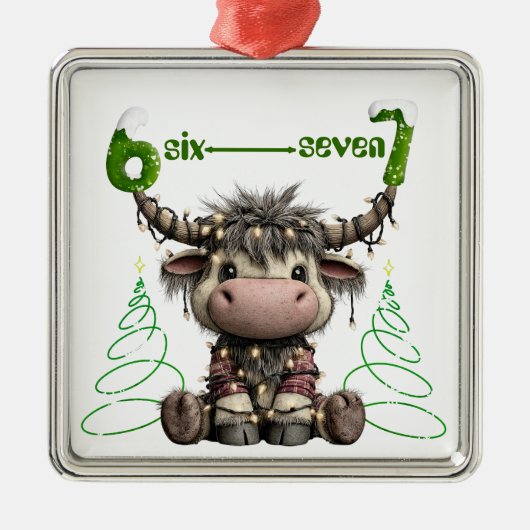 Funny Rudolf Trees Antlers Six Seven Christmas Metalen Ornament (Voorkant)