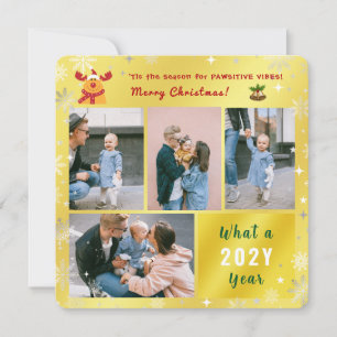 Funny Rudolph 4 foto's Collage Schattige Elegant G Feestdagenkaart