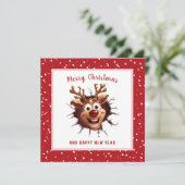 Funny Rudolph doorbreken Kaart Red Christmas (Staand voorkant)