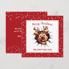 Funny Rudolph doorbreken Kaart Red Christmas