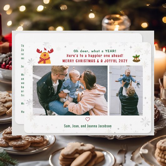 Funny Rudolph Oh Deer Merry Christmas Foto's Schat Feestdagenkaart