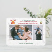 Funny Rudolph Oh Deer Merry Christmas Foto's Schat Feestdagenkaart (Staand voorkant)