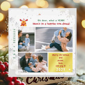 Funny Rudolph Oh Deer Peace Love Joy 3 foto's Scha Feestdagenkaart