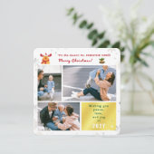 Funny Rudolph Peace Love Joy Schattige Elegant 3 f Feestdagenkaart (Staand voorkant)