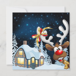 Funny Rudolph Red Nose Reindeer Holiday Card Feestdagenkaart