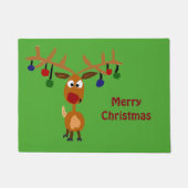 Funny Rudolph Red-Nosed Reindeer Doormat Deurmat (Voorkant)