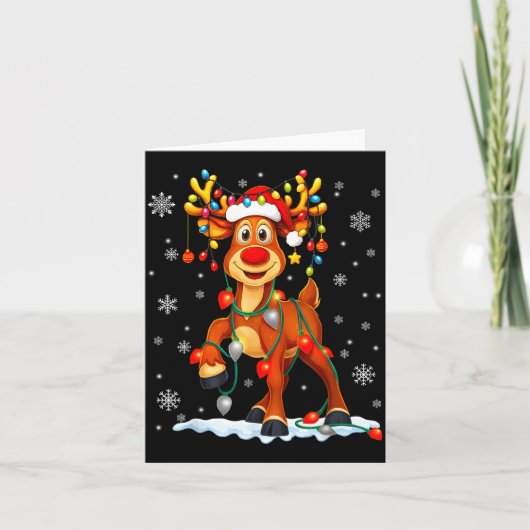 Funny Rudolph Reindeer Pjs Pajamas Christmas Men W Kaart (Voorkant)