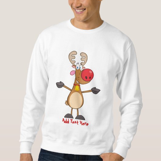Funny Rudolph Rendier Xmas Cartoon gepersonaliseer Trui (Voorkant)