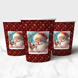 Funny Rudolph Santa Christmas Party Paper Cups Papieren Bekers