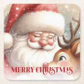 Funny Rudolph Santa Cute Christmas Paper Coaster Kartonnen Onderzetters (Voorkant)