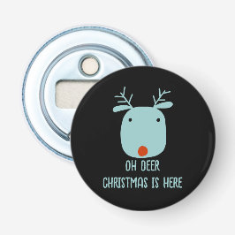 Funny Rudolph the Red-Nosed Reindeer Kerstmis Button Flesopener