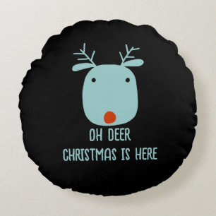 Funny Rudolph the Red-Nosed Reindeer Kerstmis Rond Kussen