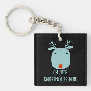 Funny Rudolph the Red-Nosed Reindeer Kerstmis Sleutelhanger