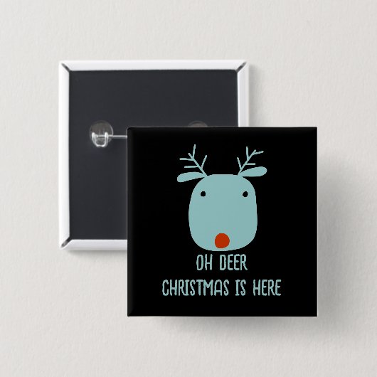 Funny Rudolph the Red-Nosed Reindeer Kerstmis Vierkante Button 5,1 Cm (Voorkant /achterkant)