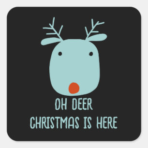 Funny Rudolph the Red-Nosed Reindeer Kerstmis Vierkante Sticker