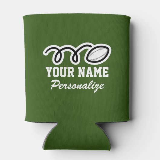 Funny rugby ball cartoon aangepaste naam Verjaarda Blikjeskoeler (Achterkant)