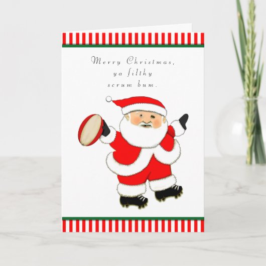 Funny Rugby Feestdagen Kaart (Voorkant)