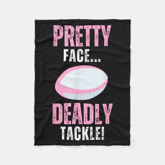 Funny Rugby Gift For Girls Pretty Face Deadly Tack Fleece Deken (Voorkant)