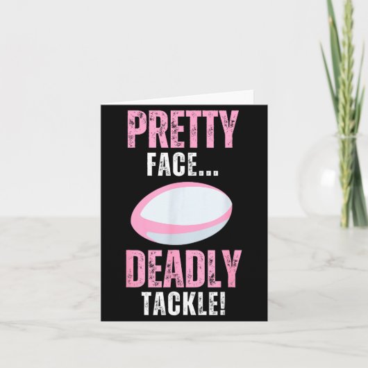 Funny Rugby Gift For Girls Pretty Face Deadly Tack Kaart (Voorkant)
