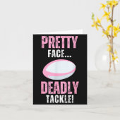 Funny Rugby Gift For Girls Pretty Face Deadly Tack Kaart (Gele Bloem)
