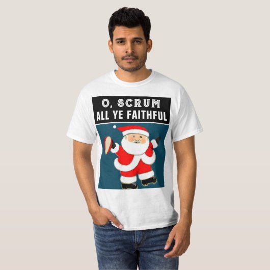 Funny Rugby Kerstmis T-Shirt (Voorkant volledig)