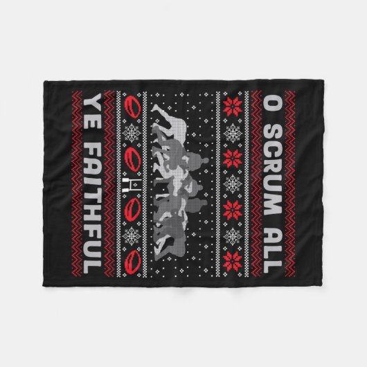 Funny Rugby O Scrum All Ye Faithful Ugly Merry Chr Fleece Deken (Voorkant (Horizontaal))