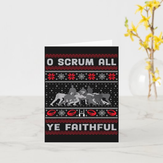 Funny Rugby O Scrum All Ye Faithful Ugly Merry Chr Kaart (Gele Bloem)