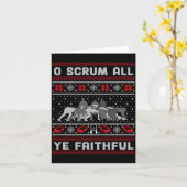 Funny Rugby O Scrum All Ye Faithful Ugly Merry Chr Kaart (Gele Bloem)