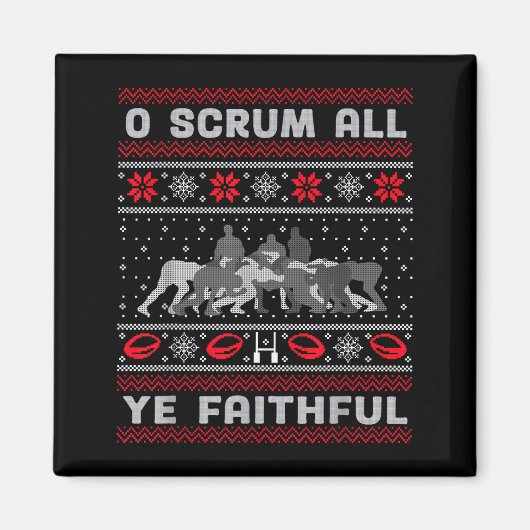 Funny Rugby O Scrum All Ye Faithful Ugly Merry Chr Magneet (Voorkant)