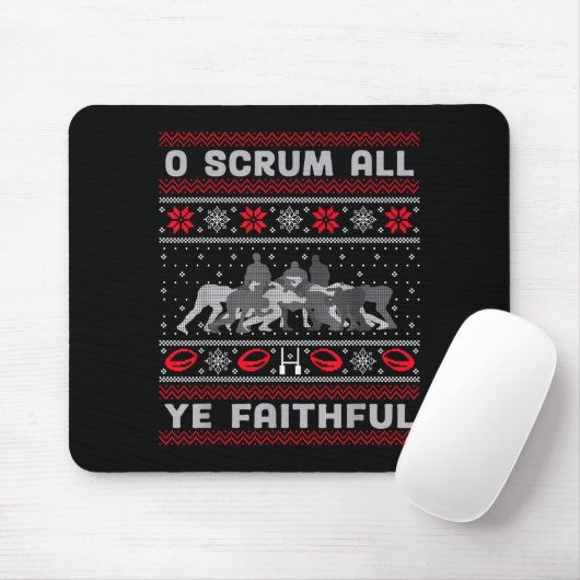 Funny Rugby O Scrum All Ye Faithful Ugly Merry Chr Muismat (Met muis)