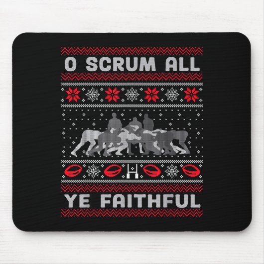 Funny Rugby O Scrum All Ye Faithful Ugly Merry Chr Muismat (Voorkant)