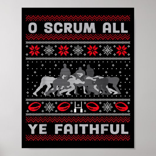 Funny Rugby O Scrum All Ye Faithful Ugly Merry Chr Poster (Voorkant)