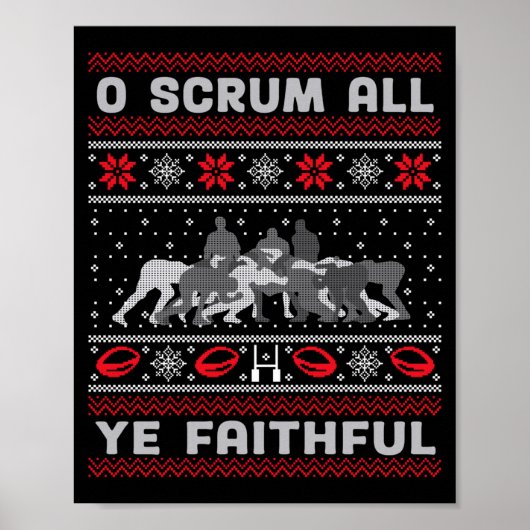 Funny Rugby O Scrum All Ye Faithful Ugly Merry Chr Poster (Voorkant)