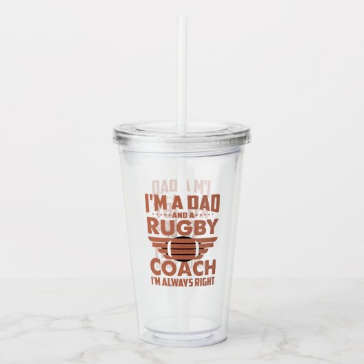 Funny Rugby Pa en Rugby Coach Acryl Drinkbeker (Voorkant)