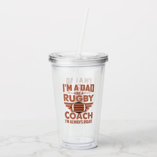 Funny Rugby Pa en Rugby Coach Acryl Drinkbeker (Achterkant)
