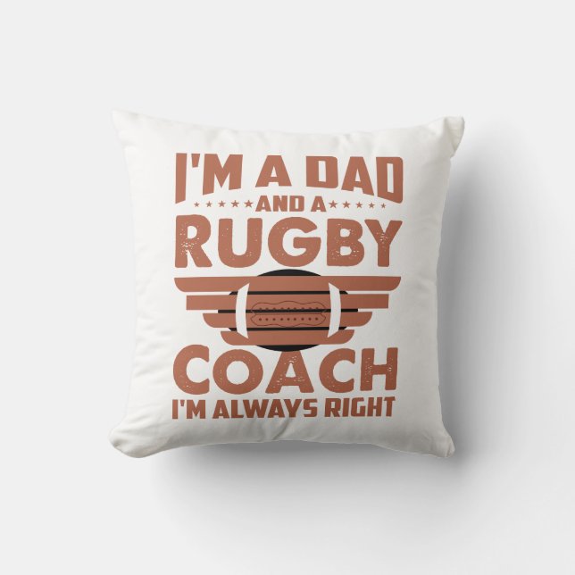 Funny Rugby Pa en Rugby Coach Kussen (Voorkant)