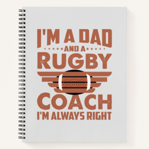 Funny Rugby Pa en Rugby Coach Notitieboek
