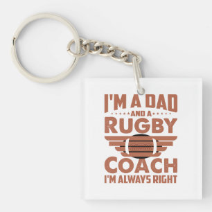 Funny Rugby Pa en Rugby Coach Sleutelhanger