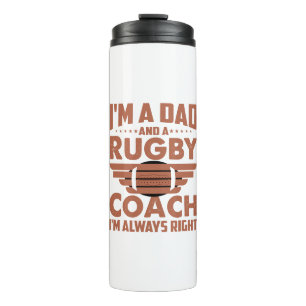 Funny Rugby Pa en Rugby Coach Thermosbeker