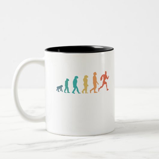 Funny Rugby Player Human Evolution Sport Retro Tweekleurige Koffiemok (Links)