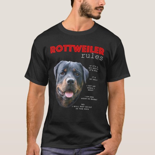 Funny Rules for the Owner of a Rottweiler T-shirt (Voorkant)