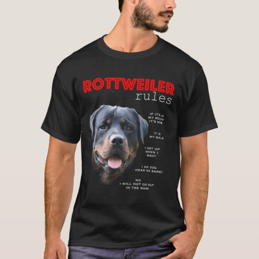 Funny Rules for the Owner of a Rottweiler T-shirt (Voorkant)