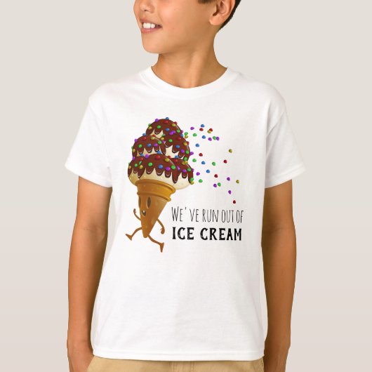 Funny Run Out of Ice Cream Cartoon T-shirt (Voorkant)