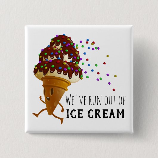Funny Run Out of Ice Cream Cartoon Vierkante Button 5,1 Cm (Voorkant)