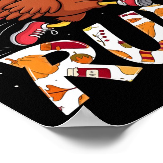 Funny Run Running 5k Race Turkey Trot Thanksgiving Poster (Hoek)