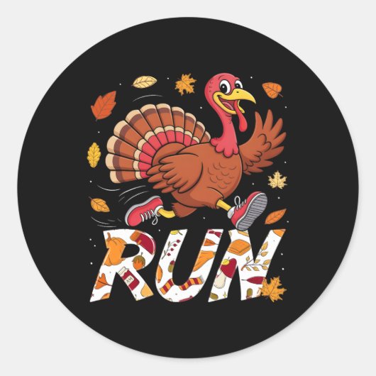 Funny Run Running 5k Race Turkey Trot Thanksgiving Ronde Sticker (Voorkant)